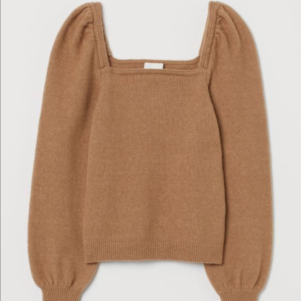 H&M square neck, puff sleeve sweater size small